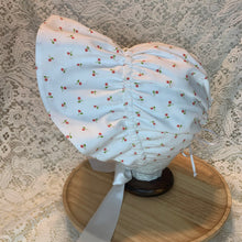 Load image into Gallery viewer, Vintage Bonnet - Cherry Bonnet w/ White Satin Ribbon