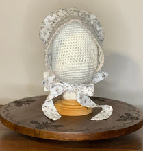 Load image into Gallery viewer, Prairie Bonnet, Vintage Blush Floral Fabric -Shuttle Tatted Edging or Plain
