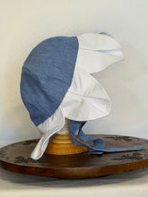 Load image into Gallery viewer, Chambray & White Seersucker Petal Hat