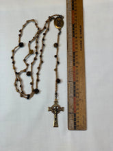 Load image into Gallery viewer, Acadian Brown Cotton Shuttle Tatted Rosary with Tiger Eye Beads