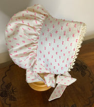 Load image into Gallery viewer, Prairie Bonnet, Pink Girl -Shuttle Tatted Edging or Plain