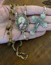 Load image into Gallery viewer, Acadian Brown Cotton Shuttle Tatted Rosary with Tiger Eye Beads