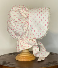 Load image into Gallery viewer, Prairie Bonnet, Pink Girl -Shuttle Tatted Edging or Plain