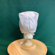 Load image into Gallery viewer, Fitted Birdie Cap - White Imperial Broadcloth with White Tatted Edging