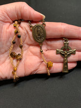 Load image into Gallery viewer, Acadian Brown Cotton Shuttle Tatted Rosary with Tiger Eye Beads