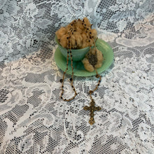 Load image into Gallery viewer, Acadian Brown Cotton Shuttle Tatted Rosary with Tiger Eye Beads