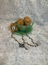 Load image into Gallery viewer, Acadian Brown Cotton Shuttle Tatted Rosary with Tiger Eye Beads
