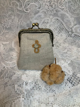 Load image into Gallery viewer, Acadian Brown Cotton Clasp Bag with Shuttle Tatted Cross