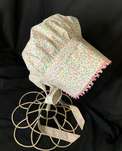 Load image into Gallery viewer, Prairie Bonnet, Vintage Poppy Fields Fabric -Shuttle Tatted Edging or Plain