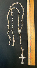 Load image into Gallery viewer, Rosary - Shuttle Tatted, Carved Rose Quartz Beads