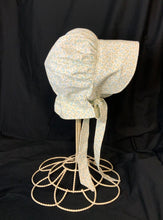 Load image into Gallery viewer, Prairie Bonnet, Vintage Blue Calico Fabric -Shuttle Tatted Edging or Plain