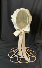 Load image into Gallery viewer, Prairie Bonnet, Vintage Blue Calico Fabric -Shuttle Tatted Edging or Plain