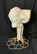 Load image into Gallery viewer, Prairie Bonnet, Vintage Blue Calico Fabric -Shuttle Tatted Edging or Plain