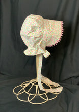 Load image into Gallery viewer, Prairie Bonnet, Vintage Poppy Fields Fabric -Shuttle Tatted Edging or Plain