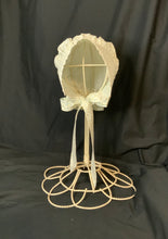 Load image into Gallery viewer, Prairie Bonnet, Vintage Blue Calico Fabric -Shuttle Tatted Edging or Plain