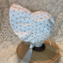 Load image into Gallery viewer, Vintage Bonnet - Cherry Bonnet w/ White Satin Ribbon
