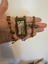 Load image into Gallery viewer, Acadian Brown Cotton Shuttle Tatted Rosary with  Tiger Eye Beads
