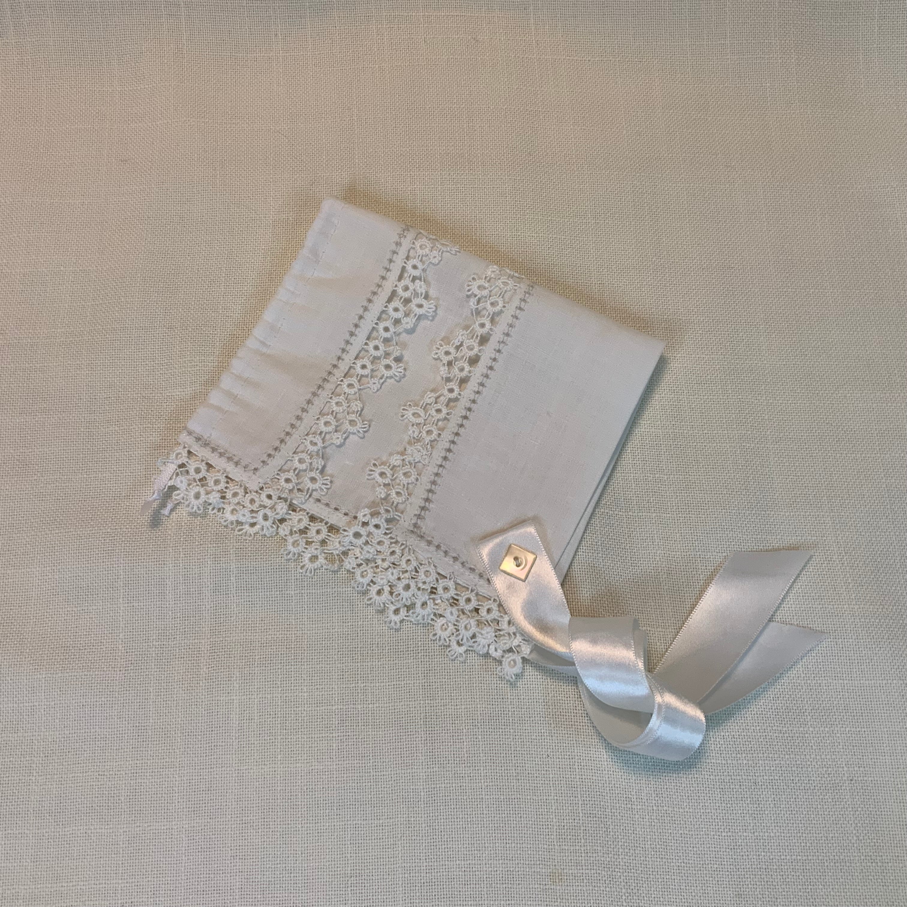 Handkerchief Bonnet, Shuttle Tatted White Edging - Hens & Chicks ...