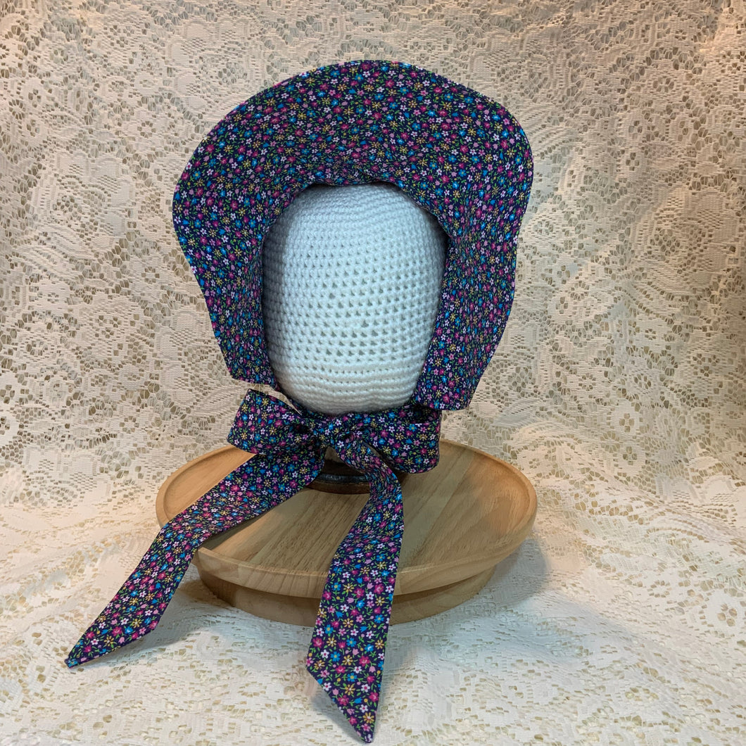 Vintage Bonnet - Spring Floral Bonnet w/Lite Pink Buttons