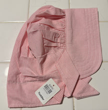 Load image into Gallery viewer, Pink &amp; White Gingham Prairie Bonnet with White Shuttle Tatted Edging
