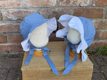 Load image into Gallery viewer, Chambray &amp; White Seersucker Bucket Hat w/ ties

