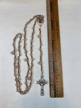 Load image into Gallery viewer, Acadian Brown Cotton Shuttle Tatted Rosary with Rose Quartz Beads
