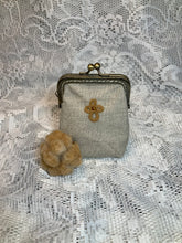 Load image into Gallery viewer, Acadian Brown Cotton Clasp Bag with Shuttle Tatted Cross
