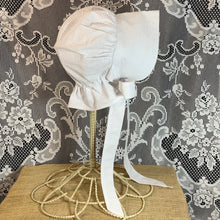 Load image into Gallery viewer, White Seersucker Prairie Bonnet
