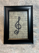 Load image into Gallery viewer, Shuttle Tatted Treble Clef with Sheet Music
