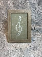 Load image into Gallery viewer, Shuttle Tatted Treble Clef with Sheet Music
