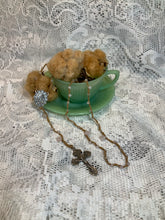 Load image into Gallery viewer, Acadian Brown Cotton Shuttle Tatted Rosary with Rose Quartz Beads
