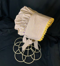 Load image into Gallery viewer, Prairie Bonnet, Gold &amp; Purple Fabric -Shuttle Tatted Edging or Plain
