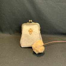 Load image into Gallery viewer, Acadian Brown Cotton Clasp Bag with Shuttle Tatted Cross
