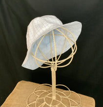 Load image into Gallery viewer, Sun Hat - Blue &amp; White Plaid Seersucker with Lite Blue Broadcloth
