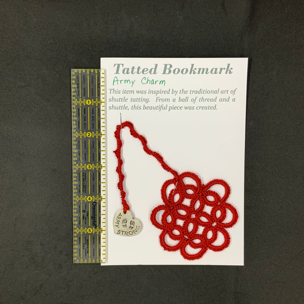 Bookmark- Shuttle Tatting, Army Strong