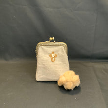 Load image into Gallery viewer, Acadian Brown Cotton Clasp Bag with Shuttle Tatted Cross
