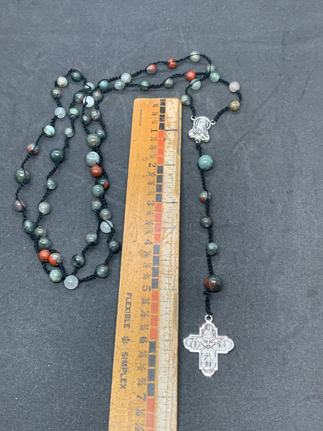 Rosary - Shuttle Tatted, African Blood Jasper Beads