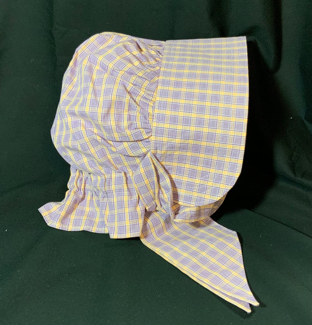 Bonnet - Purple & Yellow Plaid Prairie Bonnet, 1 - 2 yr