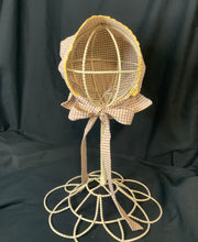 Load image into Gallery viewer, Prairie Bonnet, Gold &amp; Purple Fabric -Shuttle Tatted Edging or Plain
