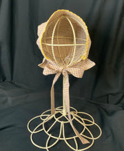 Load image into Gallery viewer, Prairie Bonnet, Gold &amp; Purple Fabric -Shuttle Tatted Edging or Plain
