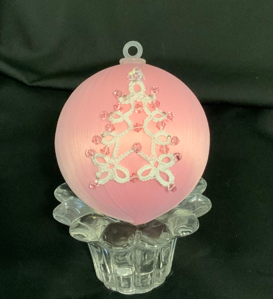 Satin Ornament - Tatted Christmas Tree
