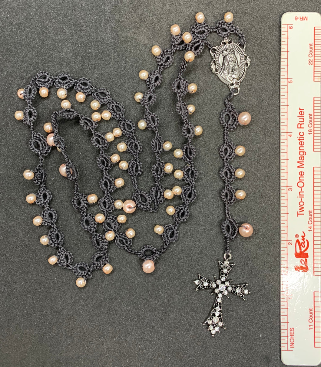 Rosary- Shuttle Tatted, Glass Beads