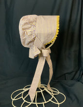 Load image into Gallery viewer, Prairie Bonnet, Gold &amp; Purple Fabric -Shuttle Tatted Edging or Plain
