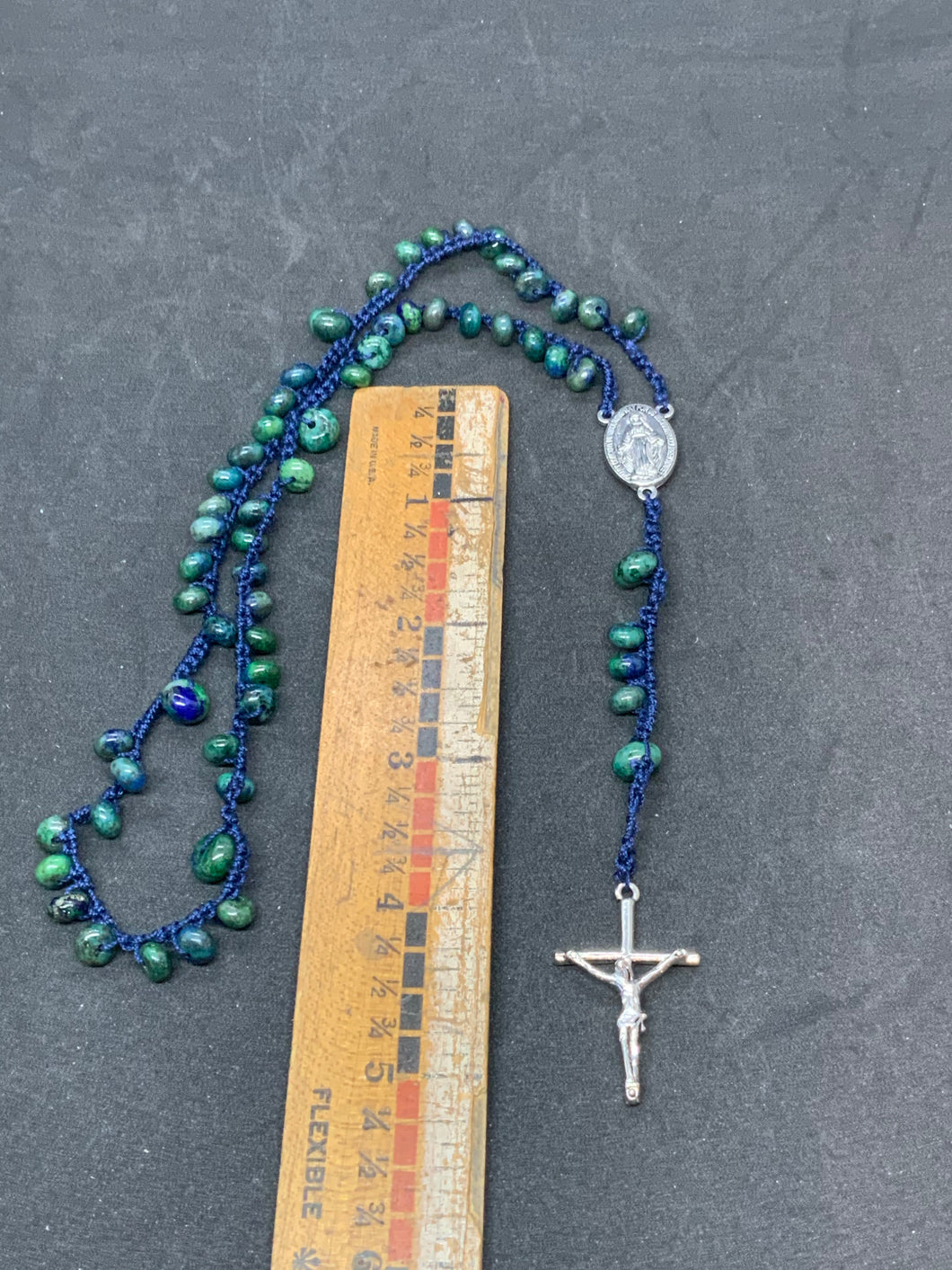 Rosary - Shuttle Tatted, Chrysocolla Beads