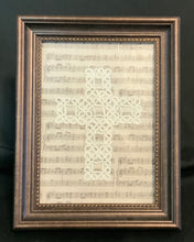 Load image into Gallery viewer, Shuttle Tatted Square Cross with Sheet Music
